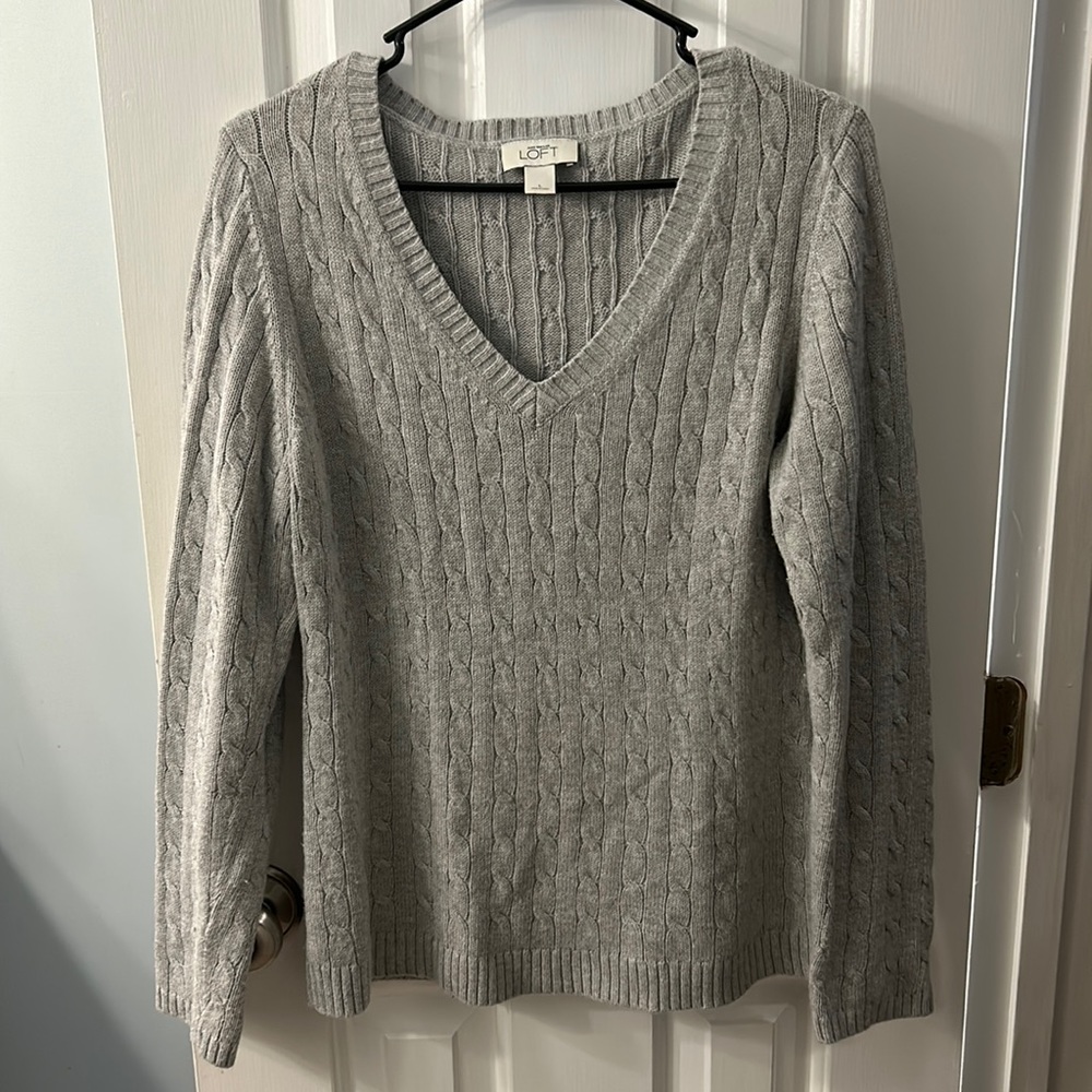Gray cable knit LOFT sweater - super soft!